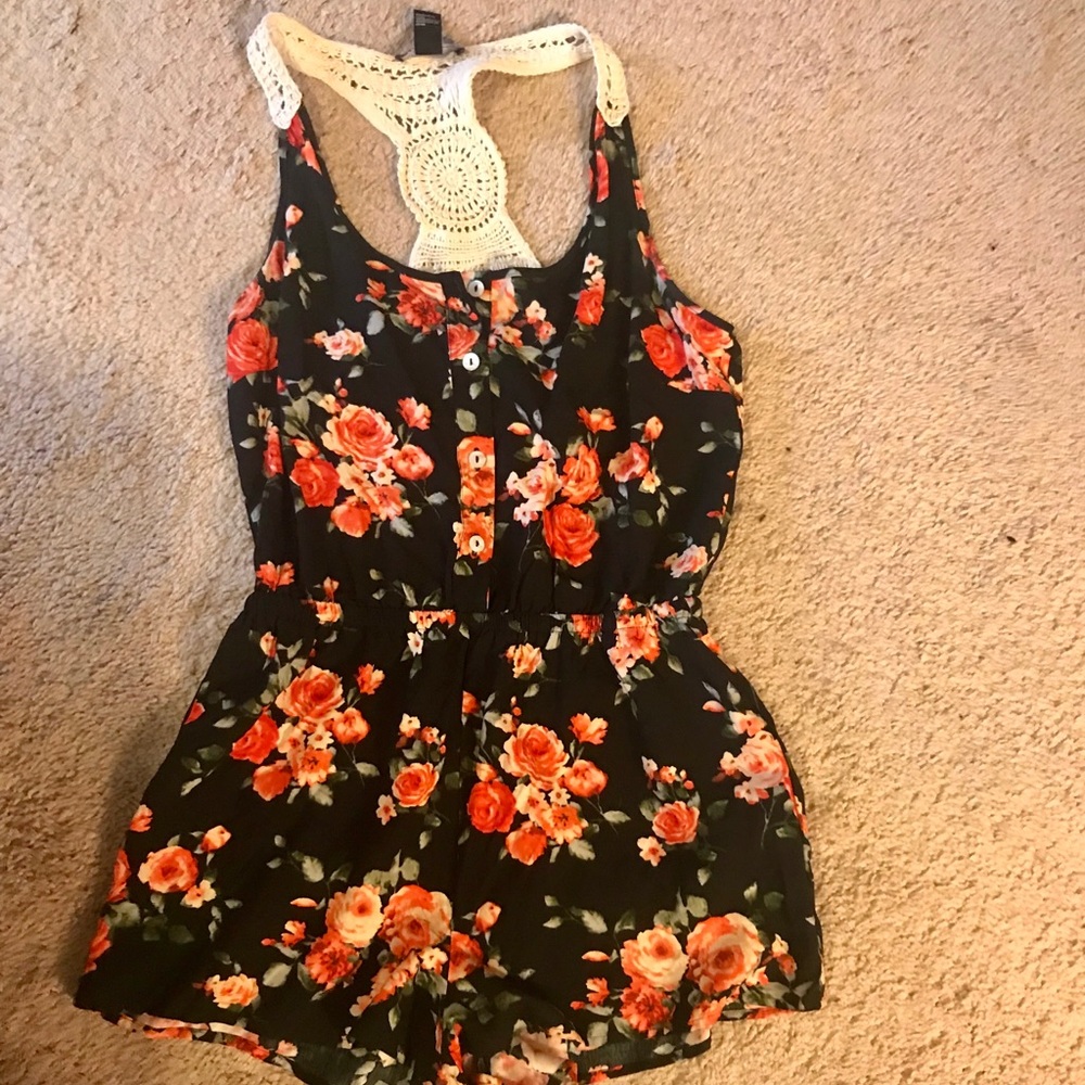 Floral Romper with Crochet details